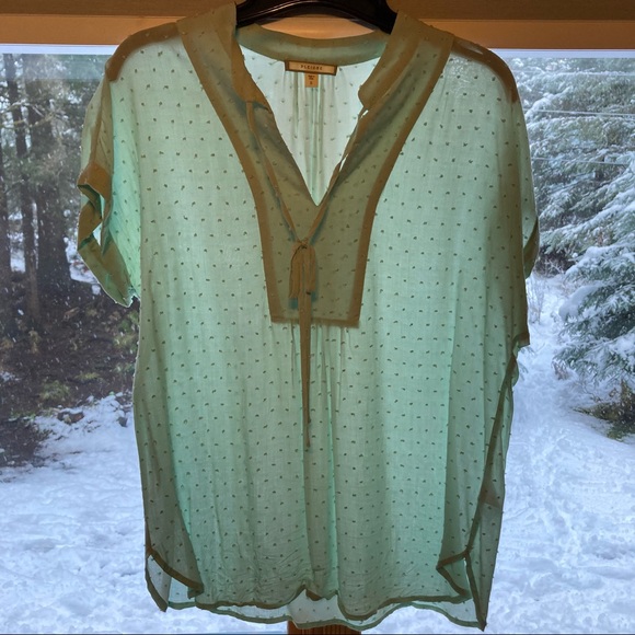 PLEIONE short sleeve blouse, mint green, size S - Picture 6 of 6